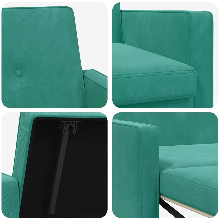 Canapé-Lit Turquoise Tissu - 8