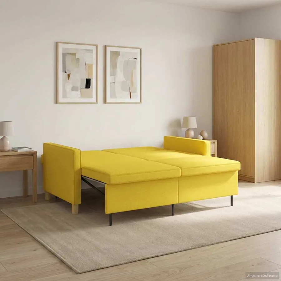Canapé-lit escamotable Jaune clair Tissu