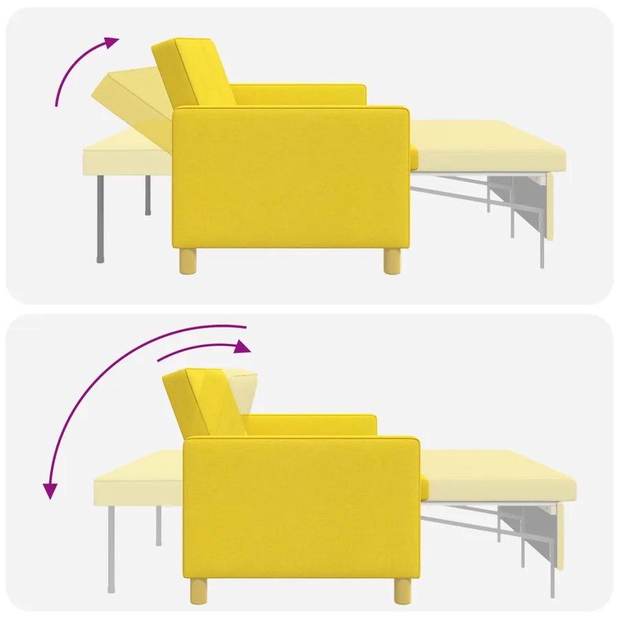 Canapé-lit escamotable Jaune clair Tissu - 11