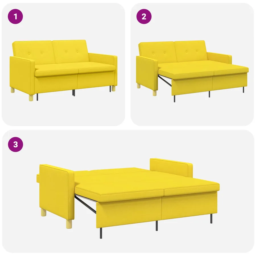 Canapé-lit escamotable Jaune clair Tissu - 12