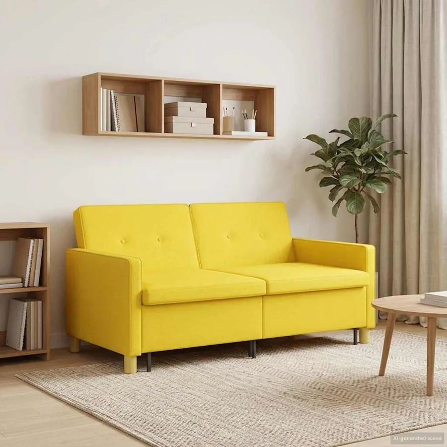 Canapé-lit escamotable Jaune clair Tissu - 3