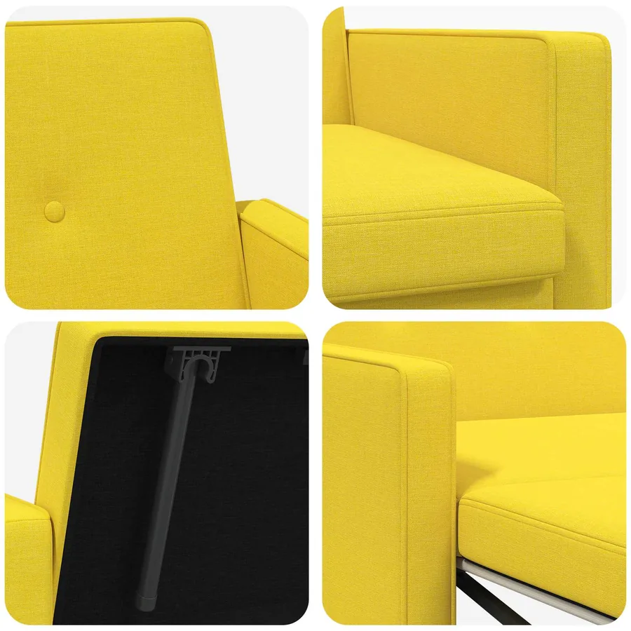 Canapé-lit escamotable Jaune clair Tissu - 8