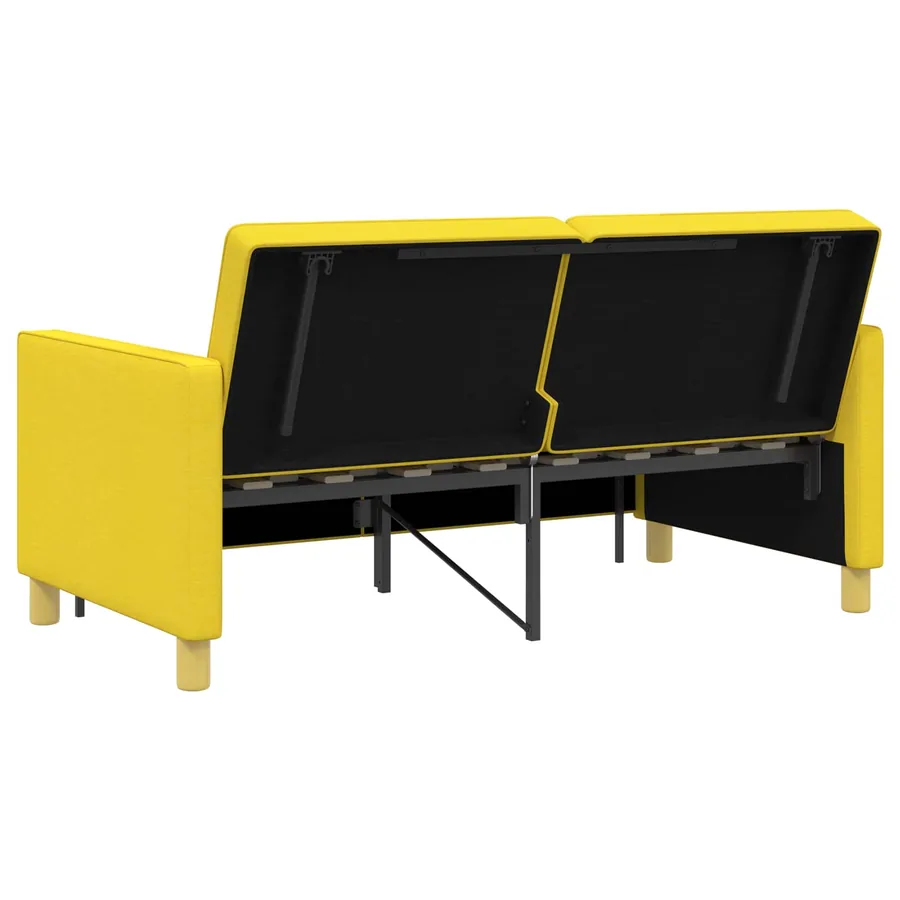 Canapé-lit escamotable Jaune clair Tissu - 9