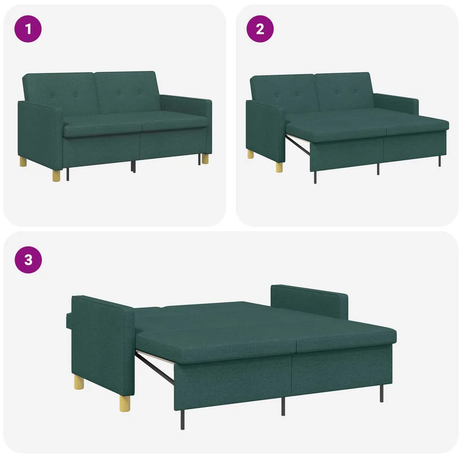 Canapé-lit escamotable Vert foncé Tissu - 12