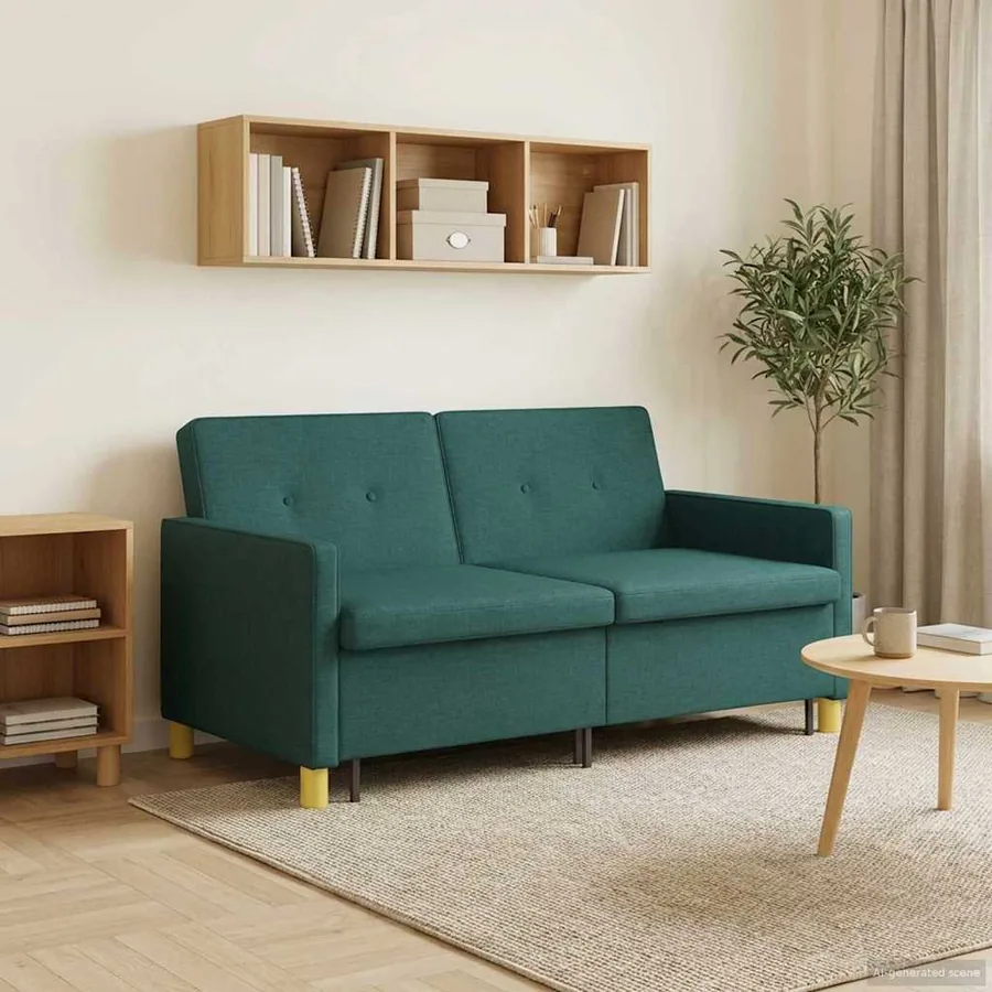 Canapé-lit escamotable Vert foncé Tissu - 3