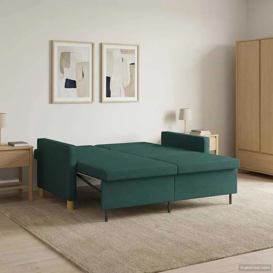 Canapé-lit escamotable Vert foncé Tissu - 4