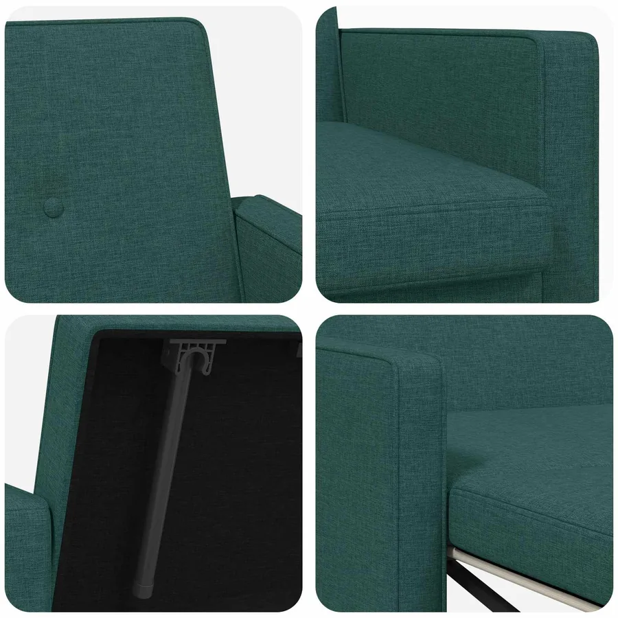 Canapé-lit escamotable Vert foncé Tissu - 8