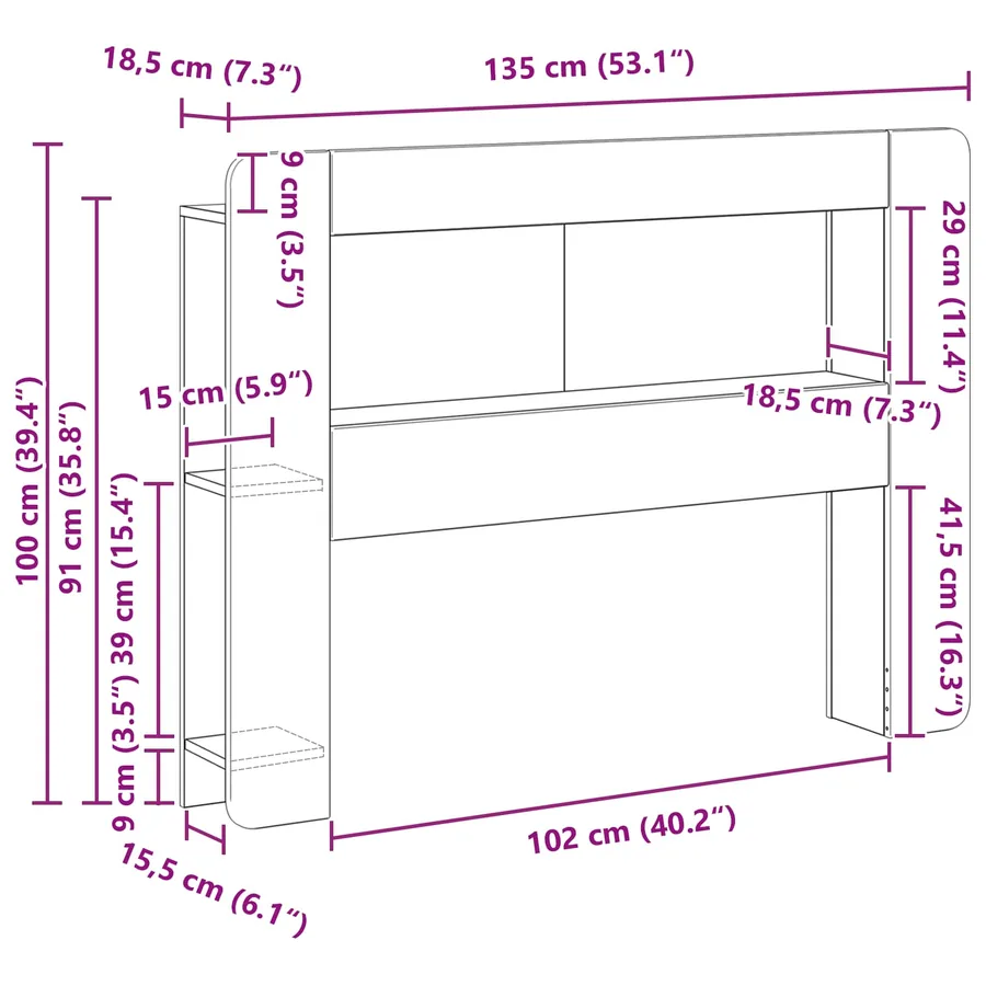 Cabinet de Tête de Lit Blanc brillant Bois d’ingénierie - 10