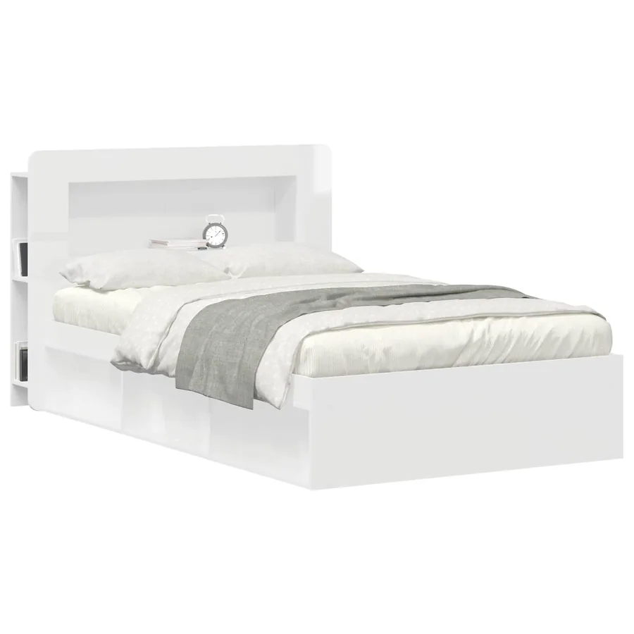 Cabinet de Tête de Lit Blanc brillant Bois d’ingénierie - 3