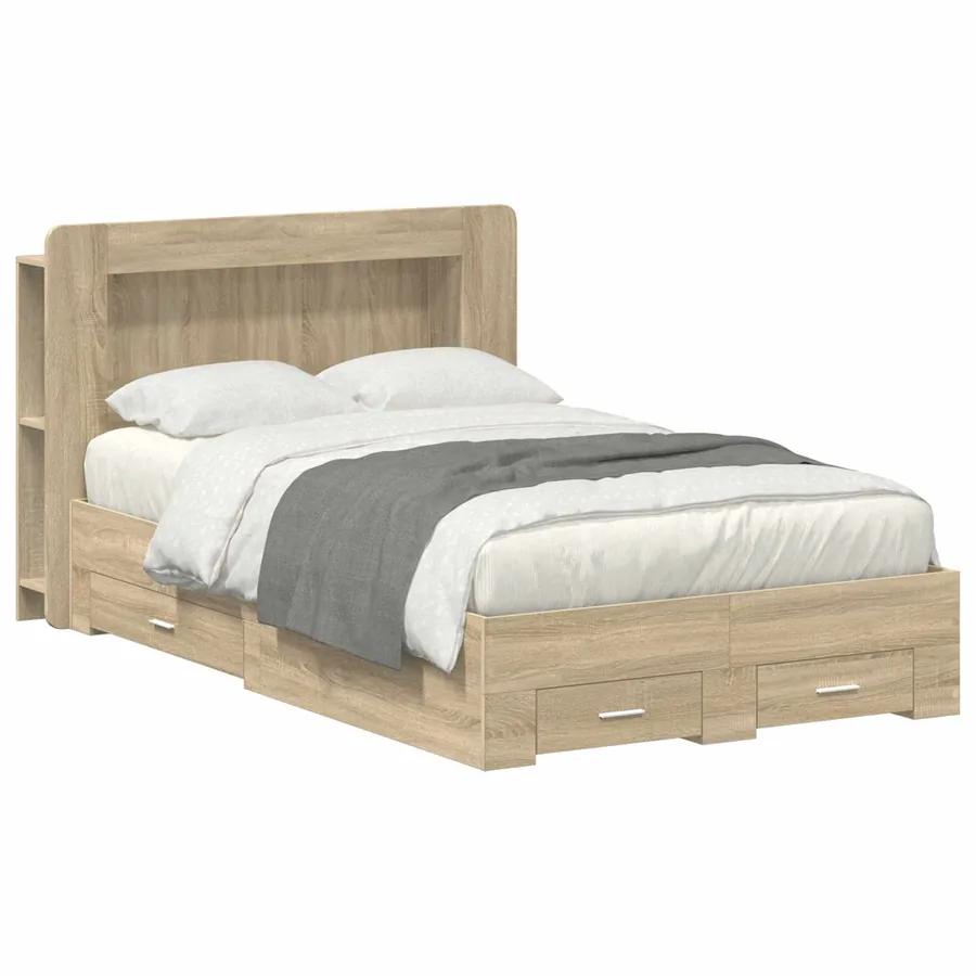 Cadre de lit avec rangement Chêne Sonoma 120 x 190 cm