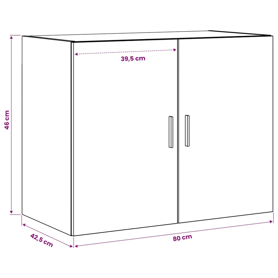 Meuble mural Chêne artisanal 80 x 42,5 x 64 cm - 11