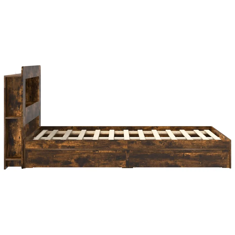 Cadre de lit avec rangement avec tiroir Chêne fumé 120 x 190 cm - 5