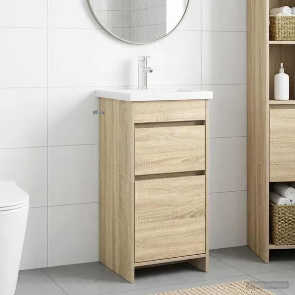 Meuble de salle de bain avec évier Chêne Sonoma