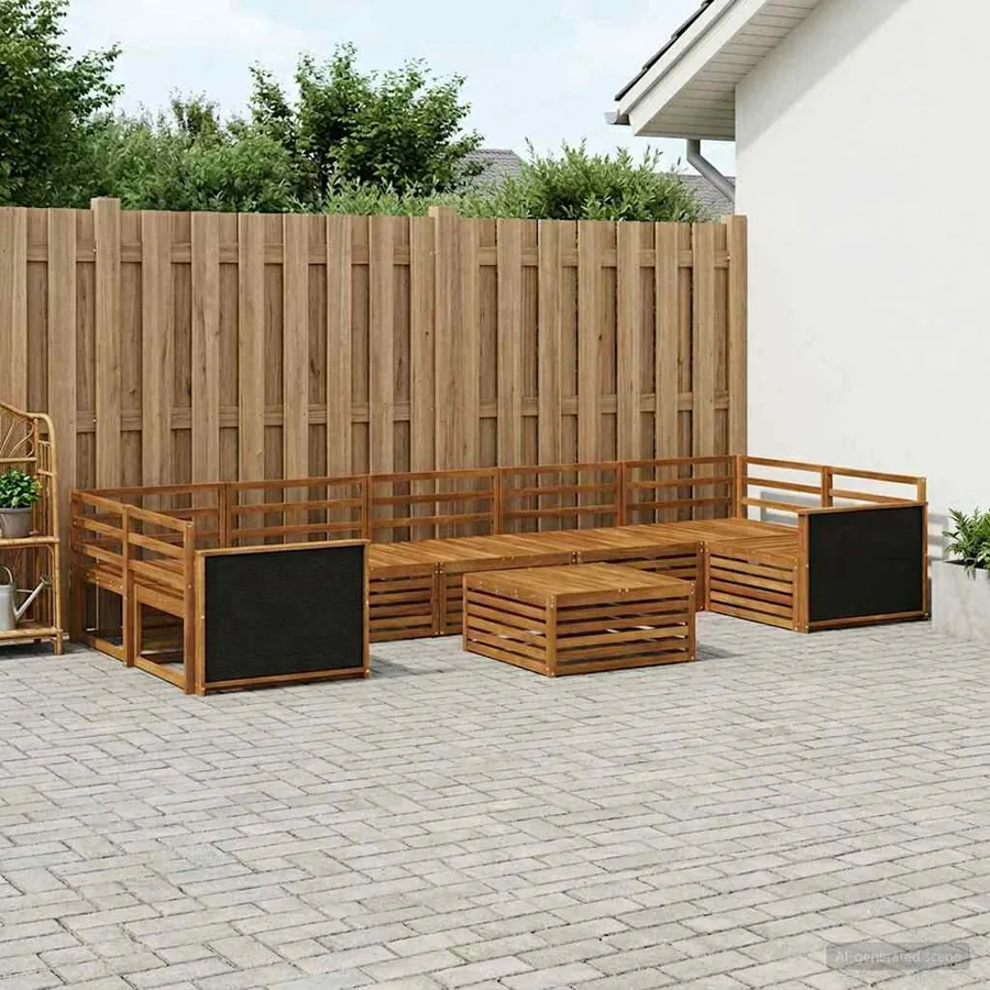 Ensemble de canapés d'extérieur 8 pcs Naturel
