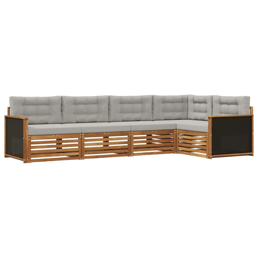 Ensemble de canapés d'extérieur 5 pcs Naturel et gris clair - 2