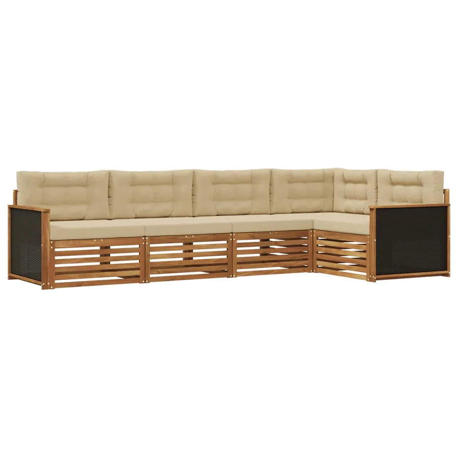 Ensemble de canapés d'extérieur 5 pcs Naturel et Beige - 2