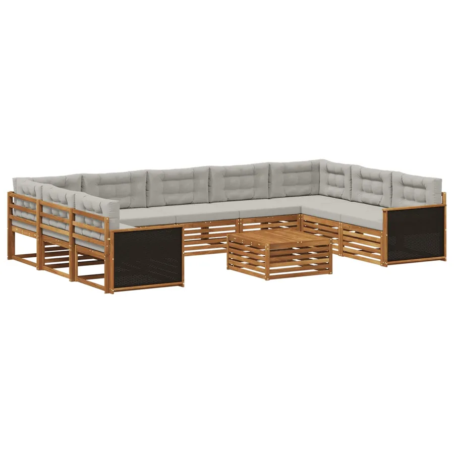 Ensemble de canapés d'extérieur 10 pcs Naturel et gris clair - 2