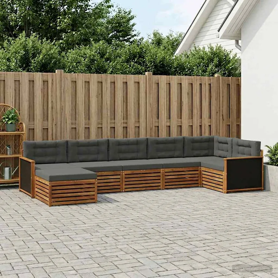 Ensemble de canapés d'extérieur 7 pcs Naturel et Anthracite