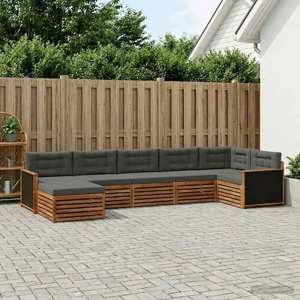 Ensemble de canapés d'extérieur 7 pcs Naturel et Anthracite