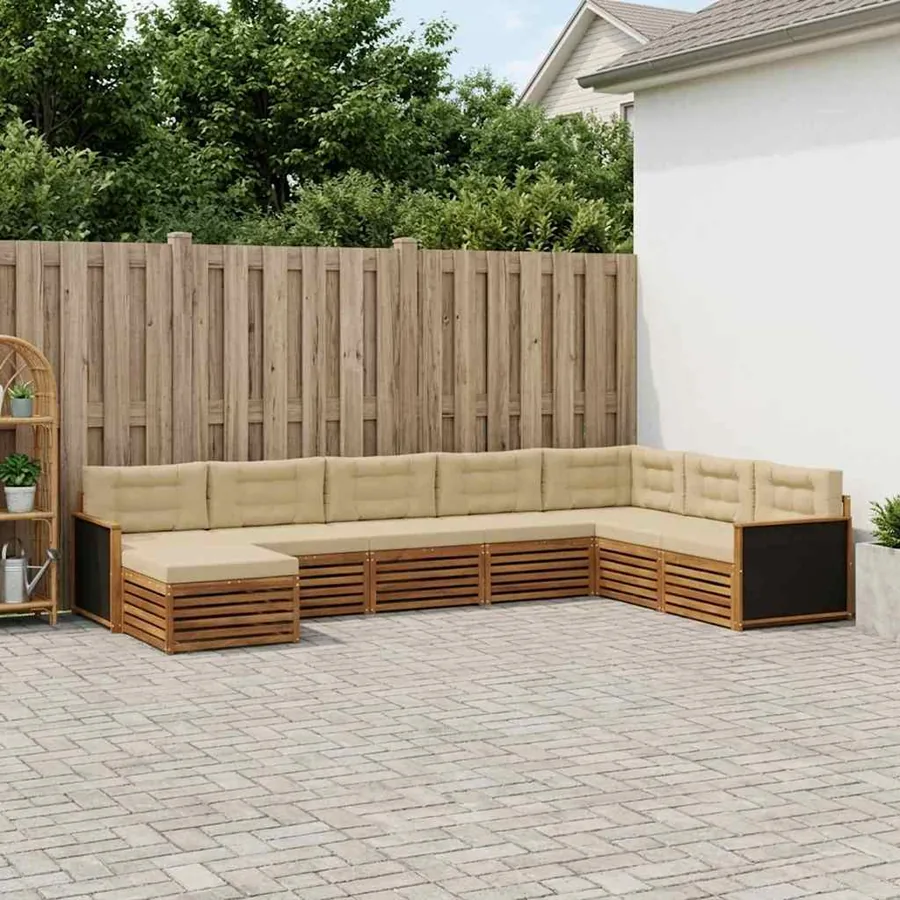 Ensemble de canapés d'extérieur 8 pcs Naturel et Beige