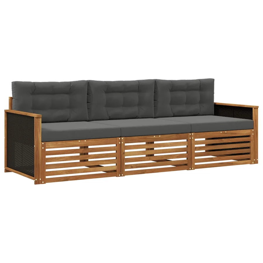 Ensemble de canapés d'extérieur 3 pcs Naturel et Anthracite - 2