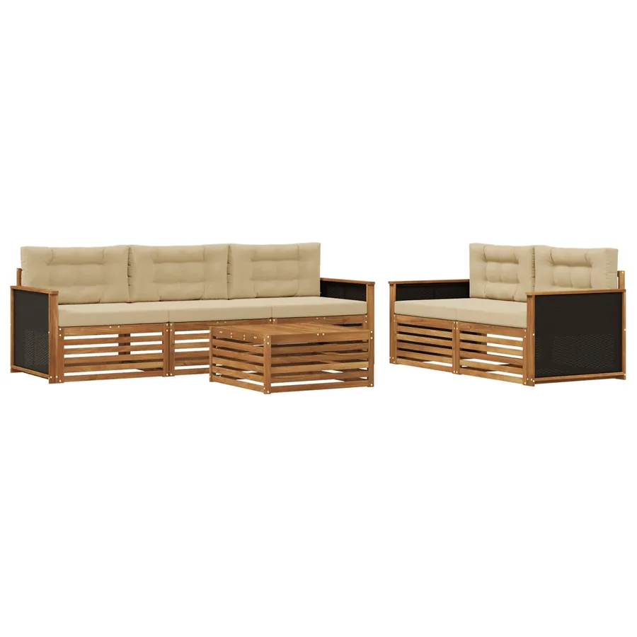 Ensemble de canapés d'extérieur 6 pcs Naturel et Beige - 2