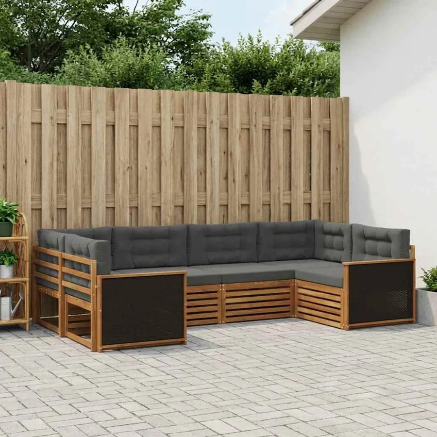 Ensemble de canapés d'extérieur 6 pcs Naturel et Anthracite