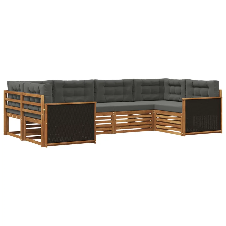 Ensemble de canapés d'extérieur 6 pcs Naturel et Anthracite - 2