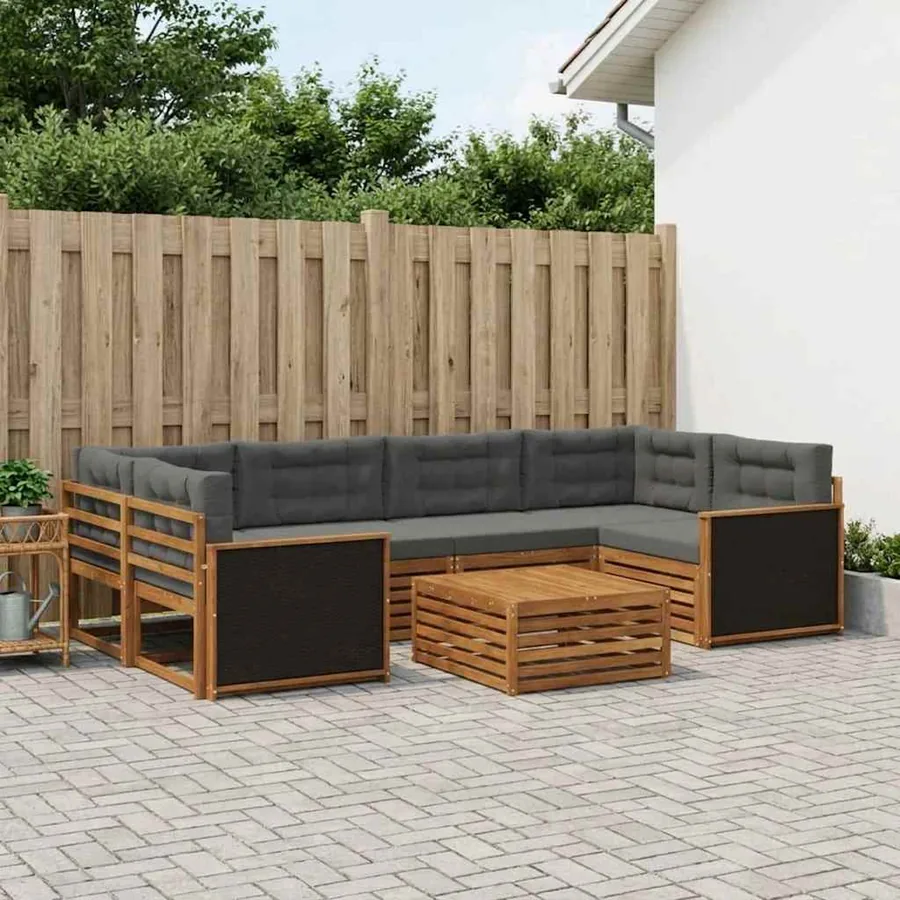 Ensemble de canapés d'extérieur 7 pcs Naturel et Anthracite