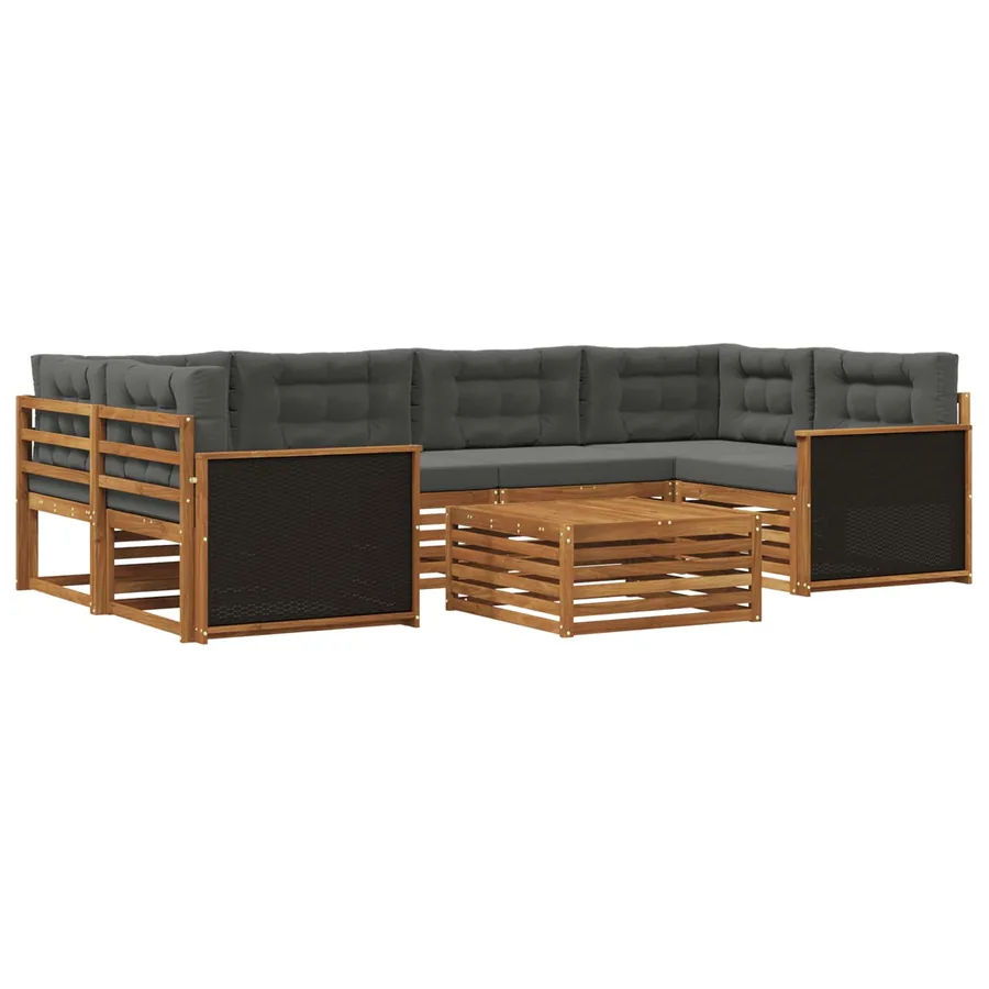 Ensemble de canapés d'extérieur 7 pcs Naturel et Anthracite - 2