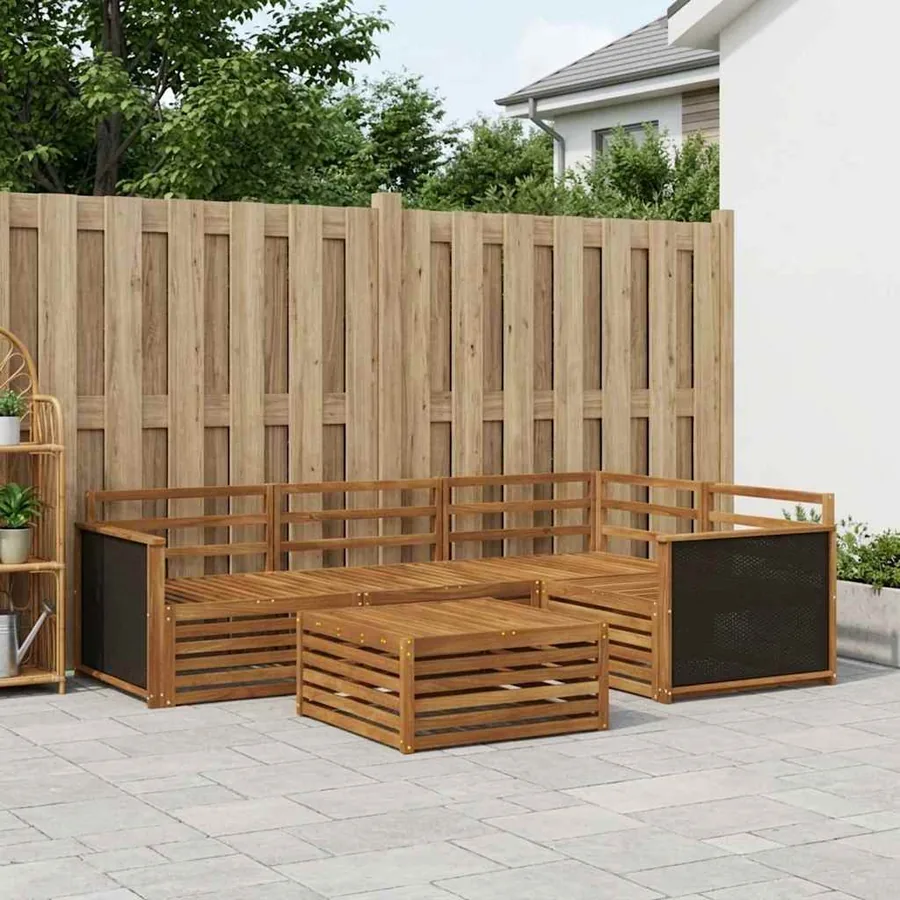 Ensemble de canapés d'extérieur 5 pcs Naturel 79 x 79 x 37 cm