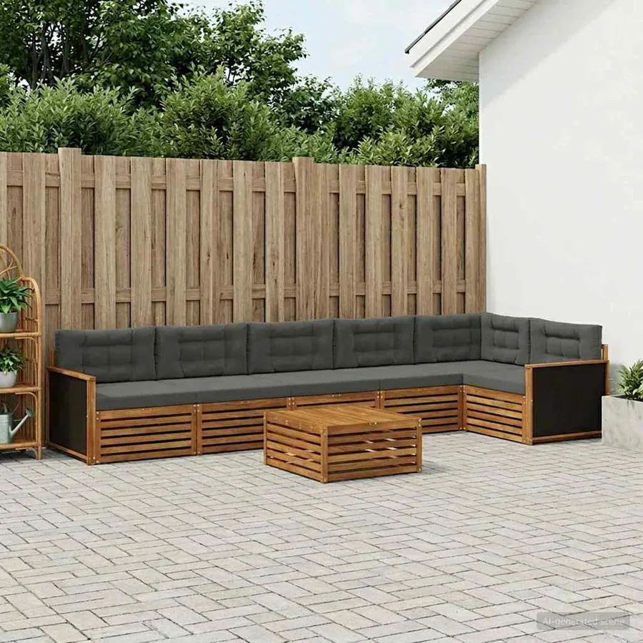 Ensemble de canapés d'extérieur 7 pcs Naturel et Anthracite