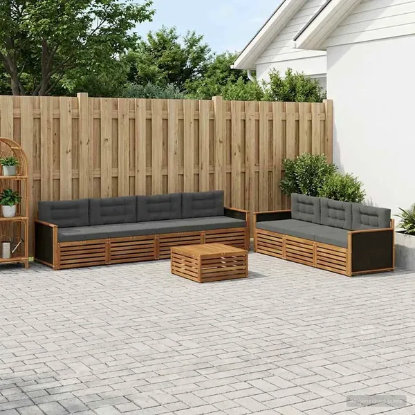 Ensemble de canapés d'extérieur 8 pcs Naturel et Anthracite