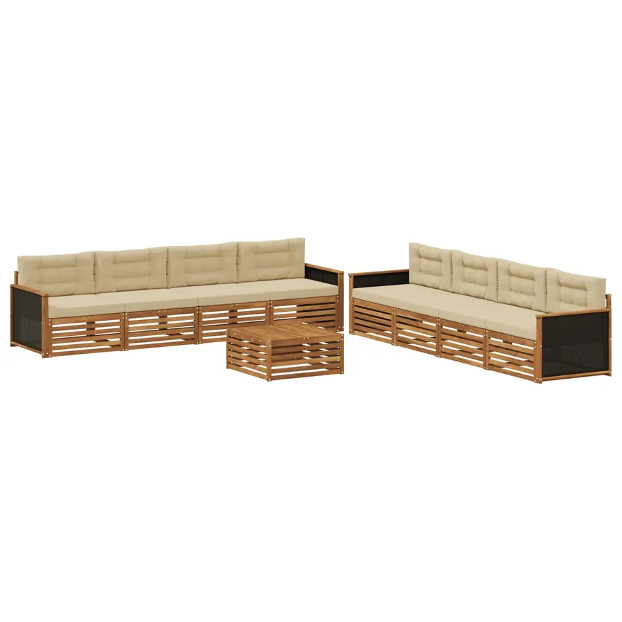 Ensemble de canapés d'extérieur 9 pcs Naturel et Beige - 2