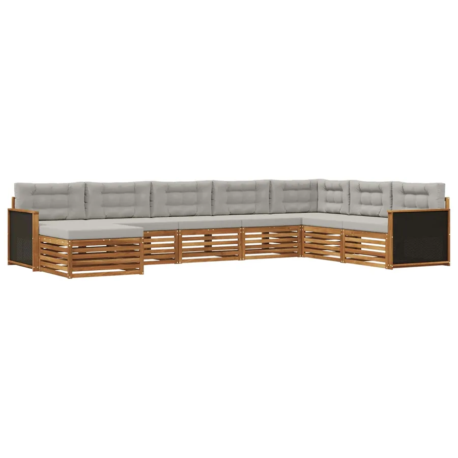 Ensemble de canapés d'extérieur 8 pcs Naturel et gris clair - 2