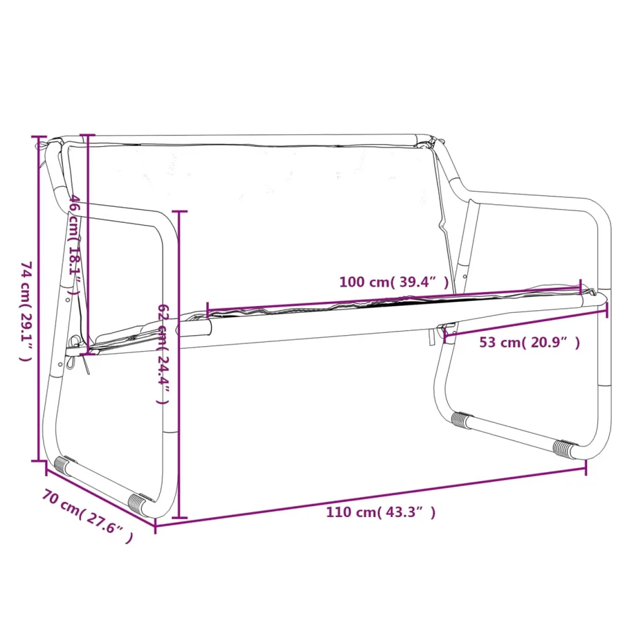 Banc de jardin à 2 places avec coussin anthracite acier - 10