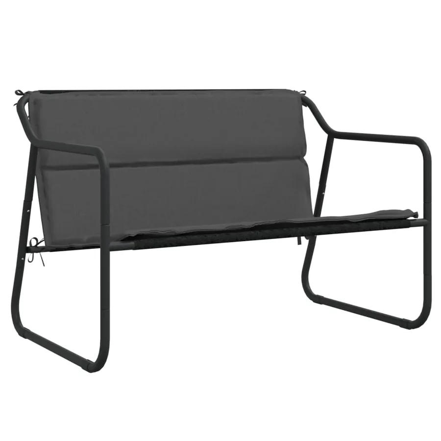 Banc de jardin à 2 places avec coussin anthracite acier - 2