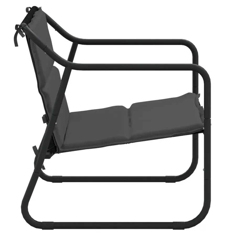 Banc de jardin à 2 places avec coussin anthracite acier - 4