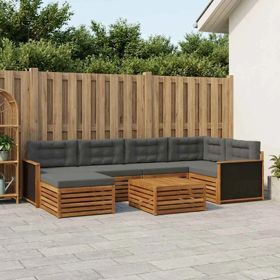 Ensemble de canapés d'extérieur 7 pcs Naturel et Anthracite