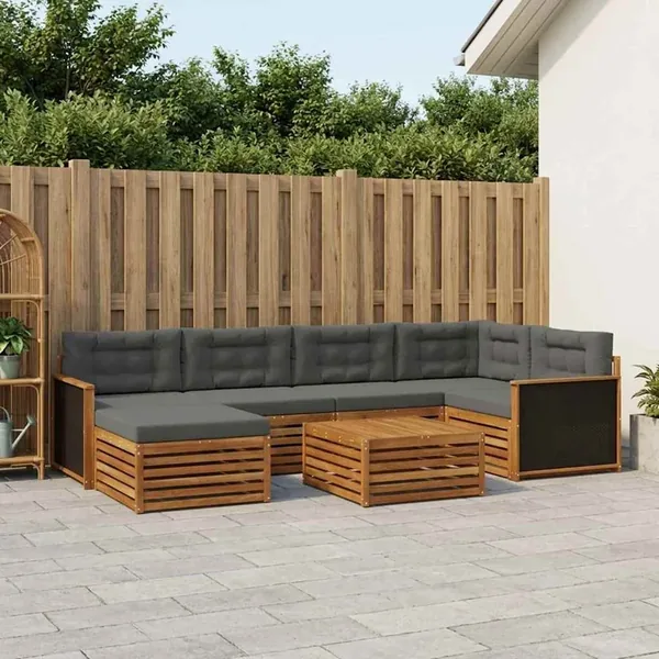 Ensemble de canapés d'extérieur 7 pcs Naturel et Anthracite