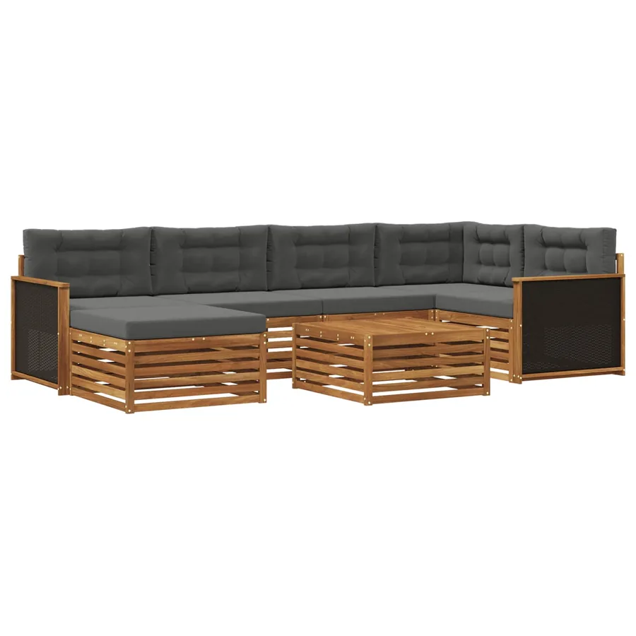 Ensemble de canapés d'extérieur 7 pcs Naturel et Anthracite - 2