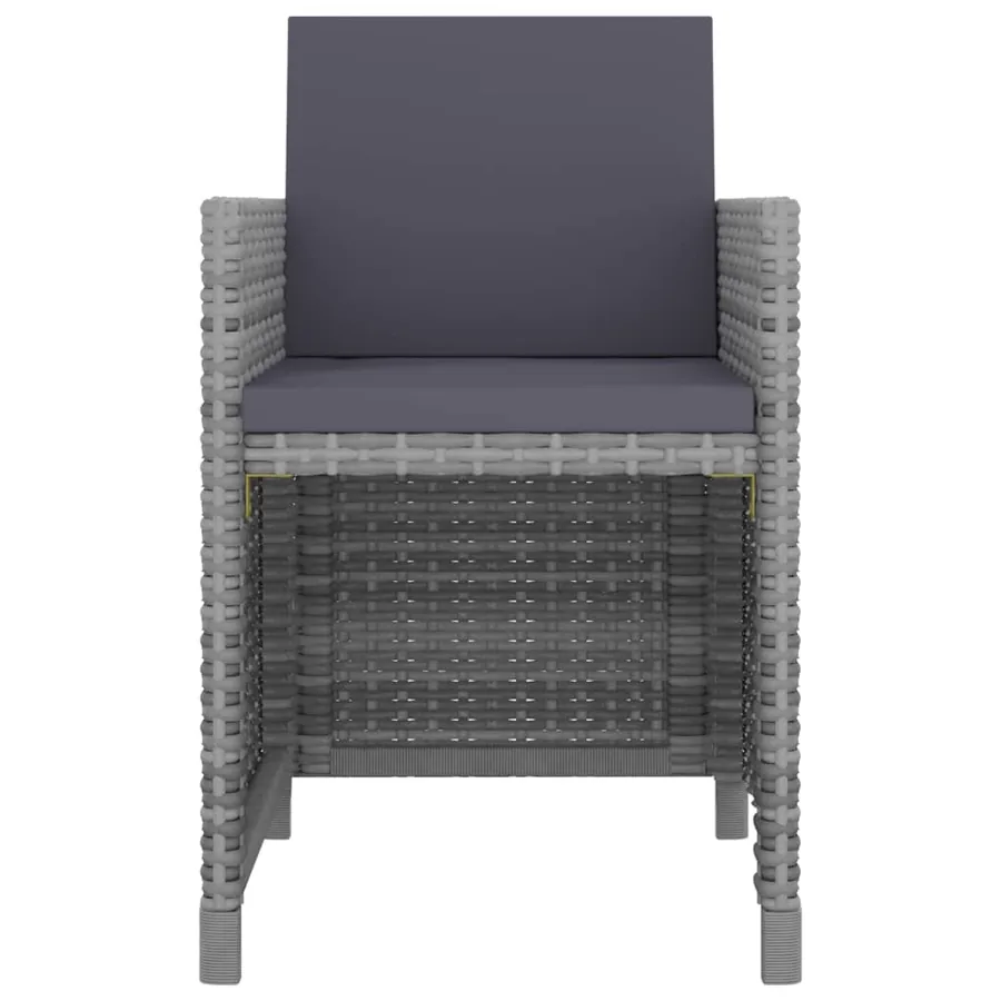 Salon de jardin 11 pcs avec coussins Résine tressée Gris - 4