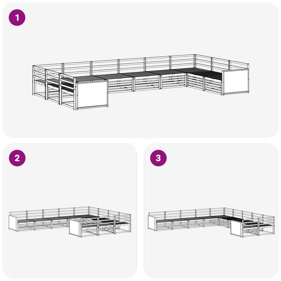 Ensembles de canapés 10 pcs Bois d'Acacia Massif - 6