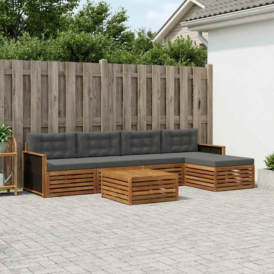 Ensemble de canapés d'extérieur 6 pcs Naturel et Anthracite