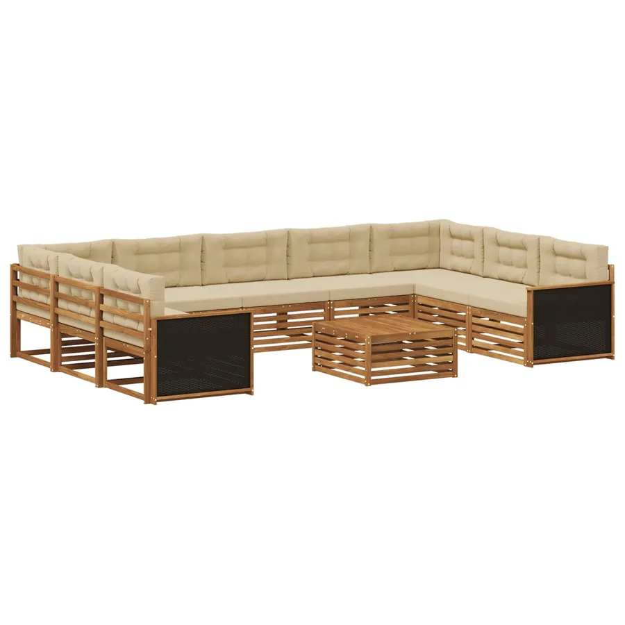 Ensemble de canapés d'extérieur 10 pcs Naturel et Beige - 2