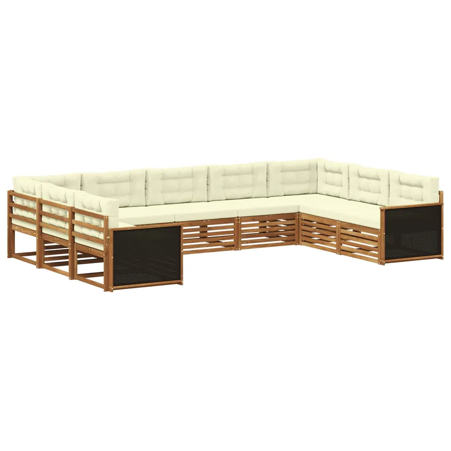 Ensemble de canapés d'extérieur 9 pcs Naturel et Crème - 2