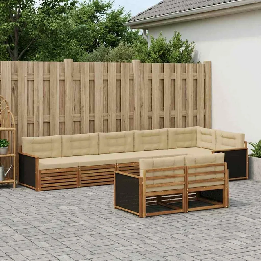 Ensemble de canapés d'extérieur 8 pcs Naturel et Beige