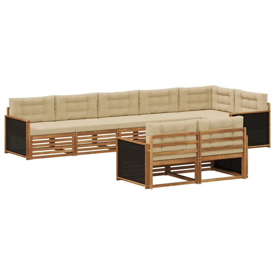 Ensemble de canapés d'extérieur 8 pcs Naturel et Beige - 2