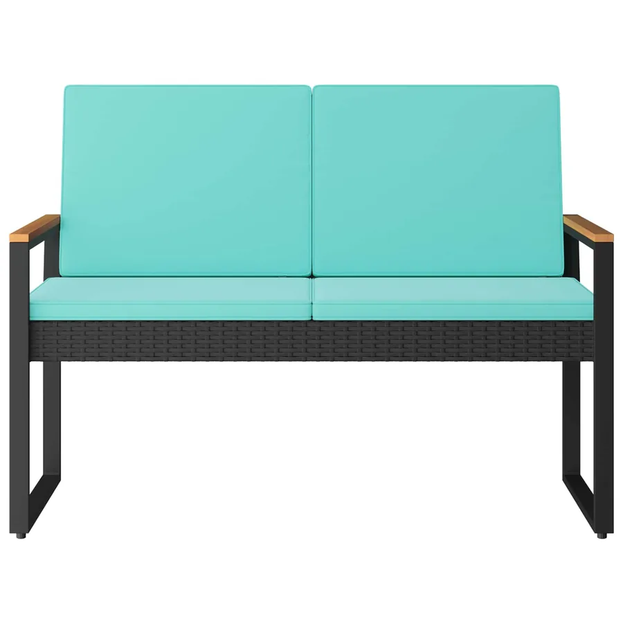 Banc extérieur Noir et turquoise 107 x 61 x 80 cm polyrotin - 5