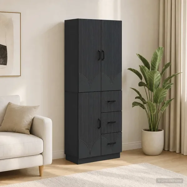 Ensemble de Meubles 2 pcs Noir Bois d'ingénierie